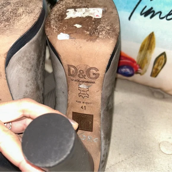 Dolce And Gabbana Vintage Grey Stretch Socks High Boot Heels Size 41 - Picture 12 of 12